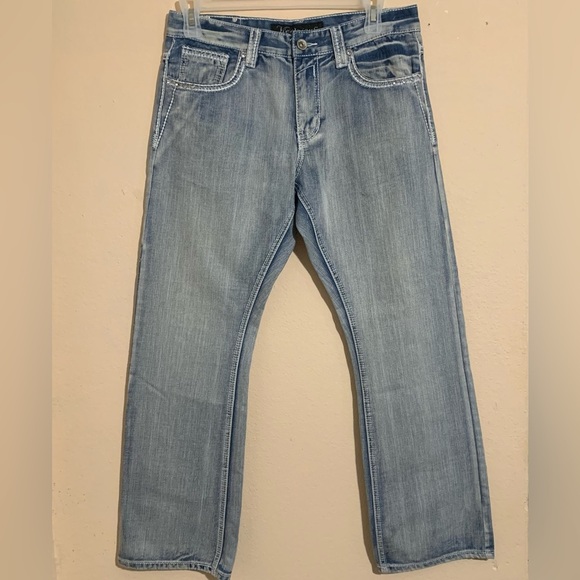 Victorious Mens Jeans 34x32 Distressed Blue Baggy Hip Hop Skater Y2K Studded - Picture 2 of 7